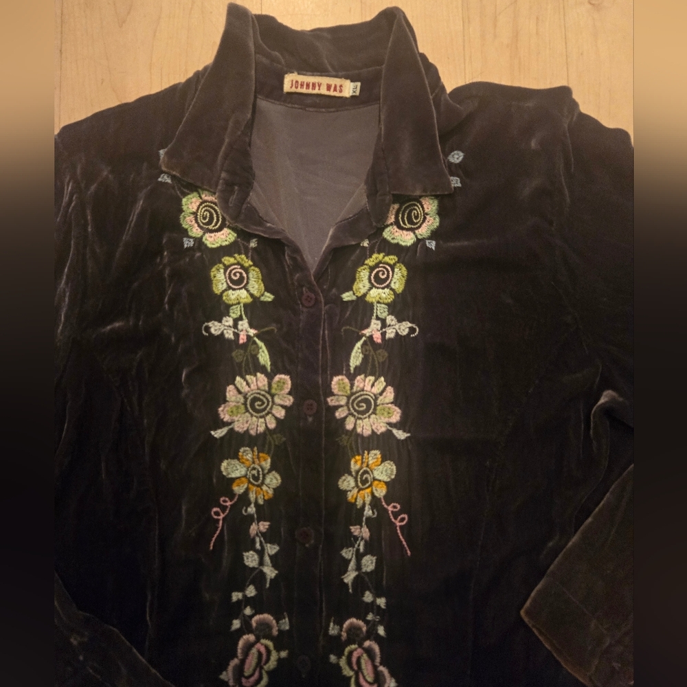 Johnny Was crushed velvet blazer